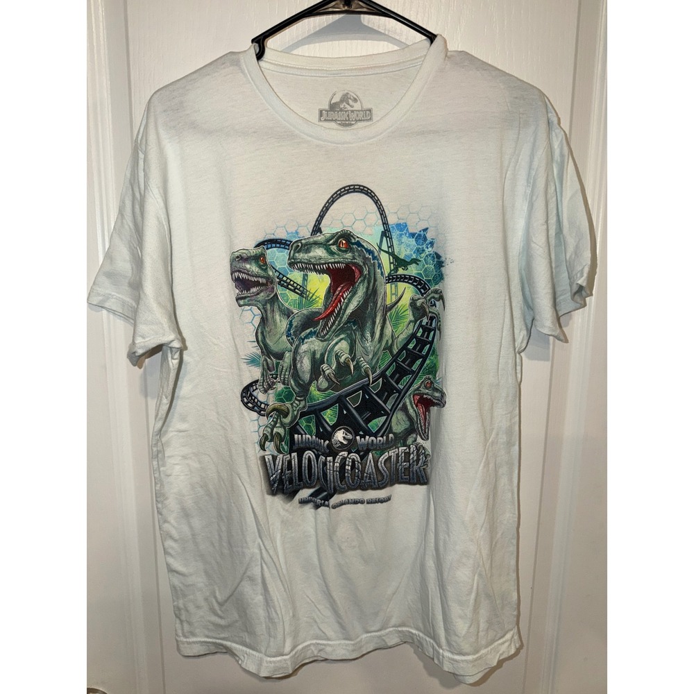 Jurassic World VelociCoaster Universal Orlando Resort Graphic T-Shirt Blue L